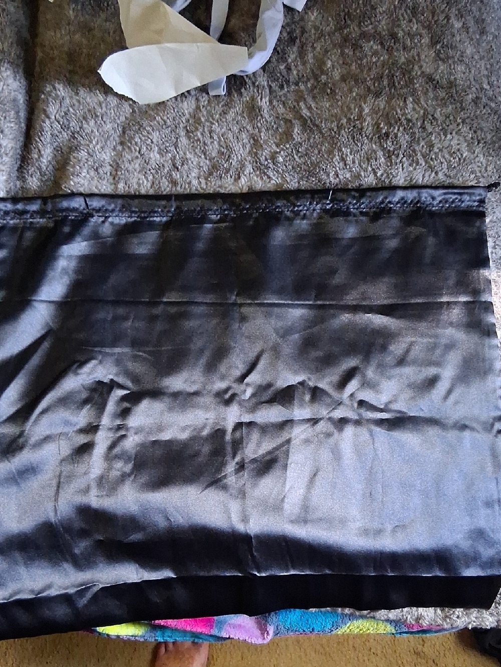 BLACK SATIN PURSE DUSTY. 23 BY 19 1/2. NEW
